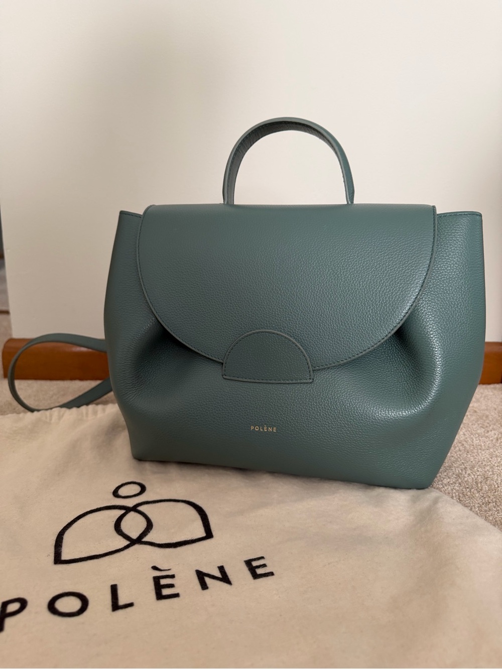 Polène Numero Un - Agave - Green Leather Top-Handle Bag